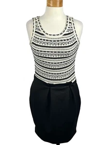 Rachel Roy Women's Black White Sleeveless Round Neck A-Line Dress Size Small - Picture 1 of 20