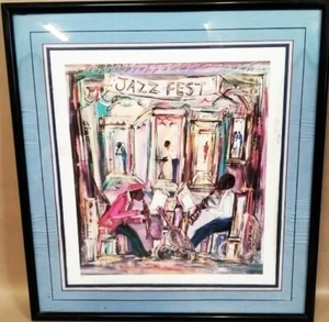 CHARLES WASHINGTON SIGNED AND A/P  LITHOGRAPH "JAZZ FEST" 1993 - Picture 1 of 6