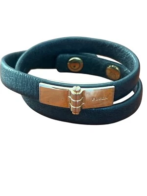 Furla Gray Leather Double Wrap Bracelet Gold Tone Hardware Italy 6" & 6.5" - Изображение 1 из 4