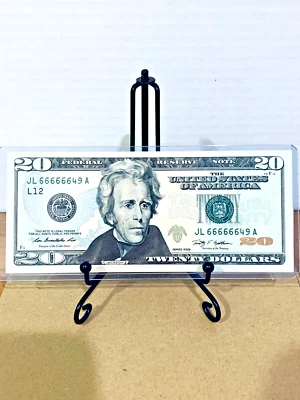 2009 $20 FRN Uncirculated Fancy NEAR SOLID 6 DIGIT Serial #JL66666649A - Image 1 of 2