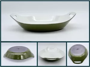 14" 16-1/2" Vintage COPCO Michael Lax Denmark GREEN Cast Iron Enamel Paella Pan - Picture 1 of 11