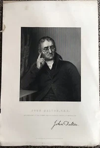 PROFESSOR JOHN DALTON Portrait Antique Engraving,Signed in the plate 1800s - Picture 1 of 1