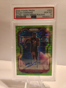 2020 Panini Prizm Neon Green Pulsar Isaiah Simmons Auto PSA10 🌟 
