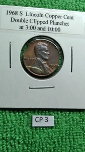 1968 S Lincoln Cent ERROR Double Clipped Planchet - VERY RARE - Picture 1 of 2