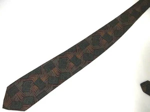 Vtg Yapre Mens Necktie Tie Burgundy Red Teal Blue Grey Geometric 57" - Picture 1 of 4