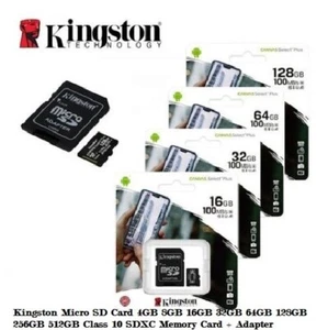 Kingston Micro SD Card 32GB 64GB 128GB 256 Class 10 SDXC Phone Memory & Adapter - Zdjęcie 1 z 3