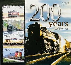 PALAU 200 YEARS OF TRAINS STAMPS SHEET MNH 2005 LOCOMOTIVE TRAIN PASSENGER 1 - Picture 1 of 1
