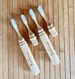 Bamboo Travel Toothbrush 2 Pack with 2 Replacement Heads | Collapsible - Picture 1 of 5