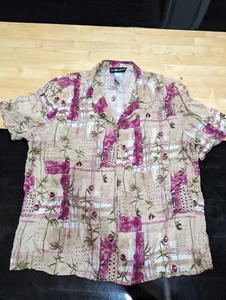 Womens sag harbor beige leafly button-up blouse sz l - Picture 1 of 5