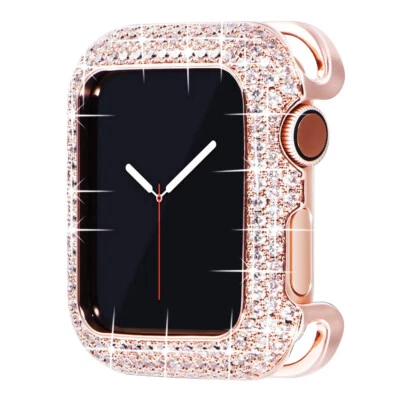 Capa de metal luxo Bling moldura de diamante para Apple Watch Series 11 10 9 8 7 6 - Imagem 1 de 4