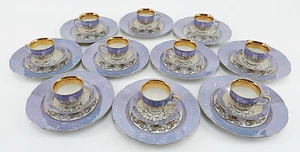 Mocha service KS Pernink Czechoslovakai 30 pieces light blue mother of pearl gold design - Picture 1 of 9