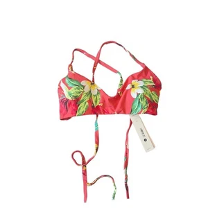 NWT AQUA Swim Coral Cross Back Bralette Swimsuit Bikini Top Small - Picture 1 of 4