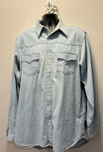 Schaefer Outfitter Mens Light Denim Western Pearl Snap Shirt Size Extra Large - Picture 1 of 4