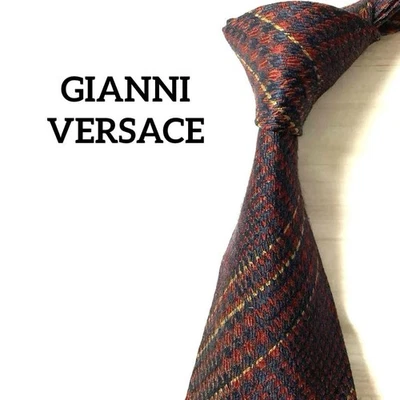 GIANNI VERSACE Corbata Rara Roja, Azul Marino Pata de Gallo Patrón Seda de Japón M4855 Foto 1 de 4