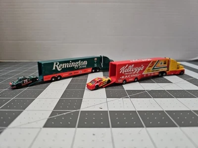 Vintage Micro Machine Cars Lot Of 4 NASCAR Cars With Semi Trucks - Image 1 of 4