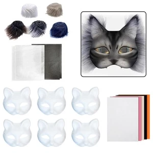 6x Cat Mask Kit Unpainted Animal Face Mask for Masquerade - Picture 1 of 5