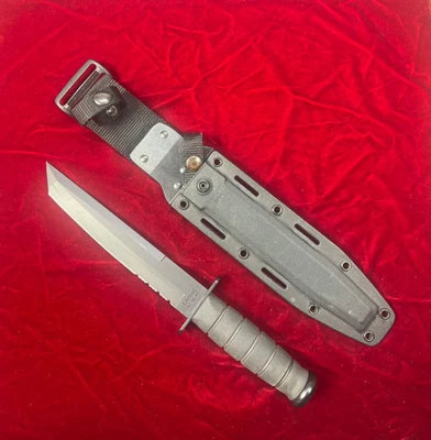 Ka-Bar 1245 Tanto Serrated Fixed Blade Knife With Kabar Kydex Sheath - Image 1 of 4