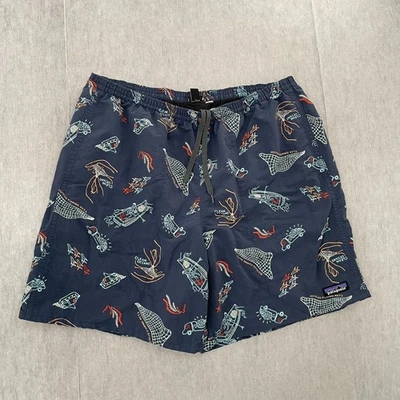 Pantalones Cortos Patagonia Baggies Adulto Grande Azul Limpio Océanos Peces Bañador Playa L Foto 1 de 4