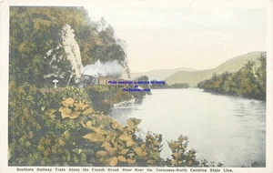 Tren Ferroviario del Sur French Broad River Tennessee Carolina del Norte PC enviado 1924 - Imagen 1 de 2