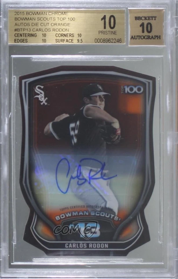 2015 Bowman Orange Die-Cut /25 Carlos Rodon BGS 10 PRISTINE Rookie Auto RC - Image 1 of 2