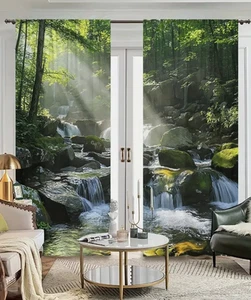2 Panels Forest Natural Scenery Curtains Window Drapes for Bedroom Living Room - Picture 1 of 5
