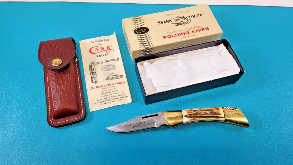 CASE XX Shark Tooth P197 L SSP Sportsman Folding Knife 2 Dots  c.1978  TR613 - Image 1 of 4