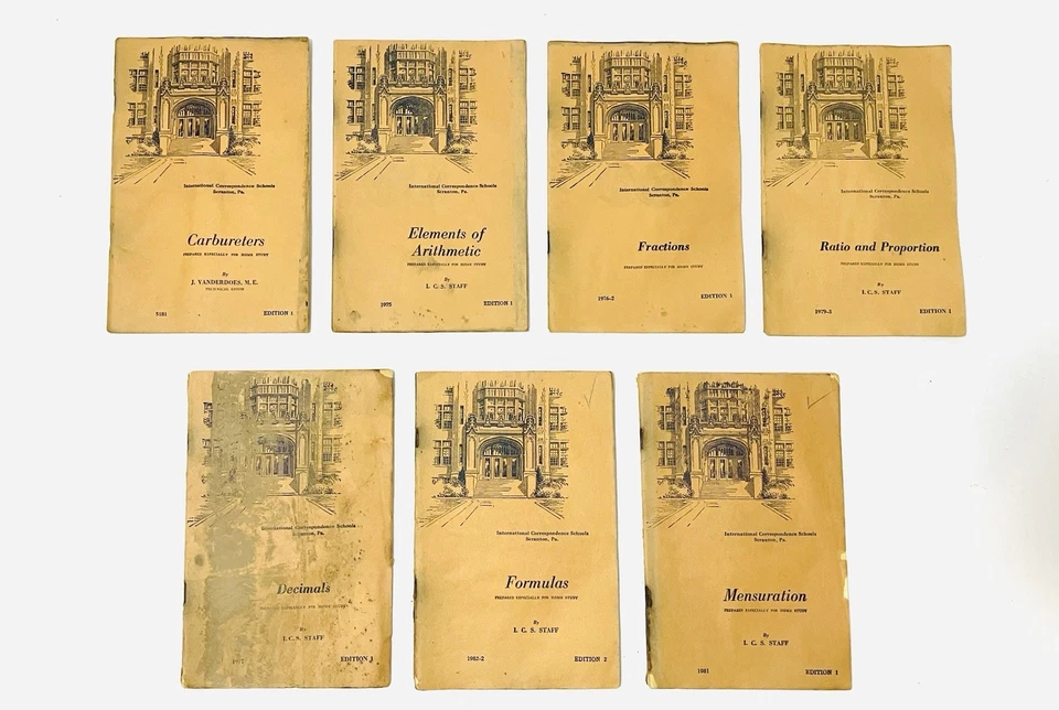 Lot Of 7 International Correspondence Schools Study Books Math & Carbureters - Image 1 of 2