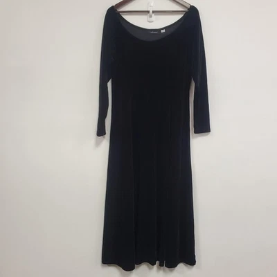 Moda International Womens Whimsigoth Velvet Maxi Dress Size L Black Victorian - Image 1 of 4