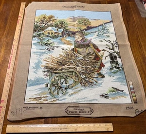 Vintage Nadelspitze fertig Mädchen Schubkarre Winter Margot Creations Paris - Bild 1 von 3