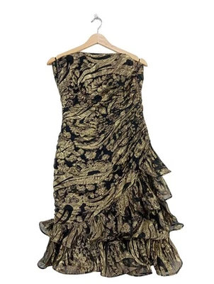 ESCADA Robe de soirée Dames Robe T EU 38 doré-noir élégant - Photo 1/4