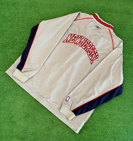 New Jersey Nets Vintage Y2K Reebok NBA Practice Track Warmup Jacket - Mens 2XL Cover