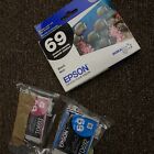 3Pc Epson 69 Ink Cartridge Sealed Expired 2012 T069120 Black T0692 Blue T0693 +