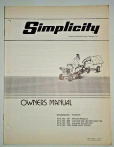 Simplicity Broadmoor Vacuum Collector & Dump Cart Cover Owners/Parts Manual 935 - Picture 1 of 3