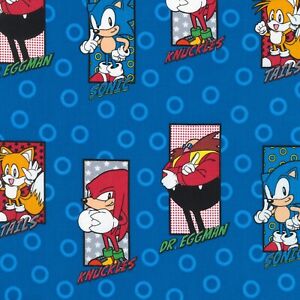 Sega Sonic the Hedgehog Characters Fabric Material 