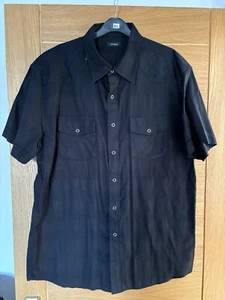 Linea Mens Snap Front Shirt Sz XL Black Short Sleeves - Picture 1 of 9