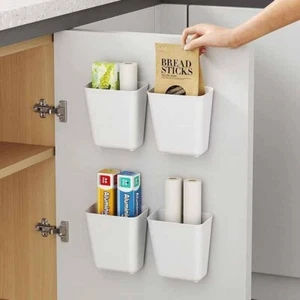 4 Piece Kitchen Cabinet Door Storage Box,Self Adhesive Wall Mounted Storage Box, - Picture 1 of 7