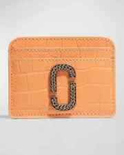 Marc Jacobs Snapshot Croc Embossed Chain Logo Card Case Wallet Orange Unisex