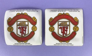 Pair of Manchester United FC Coasters - Late 1970's Old Shop Stock - Picture 1 of 3