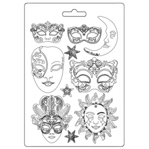 Stamperia A4 MAXI MOLDE SUAVE - MASCARADA - MÁSCARAS, SOL Y LUNA - Imagen 1 de 4