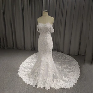 Exquisite Mermaid Wedding Dresses Backless Lace Applique Bridal Gowns Train - Picture 1 of 10