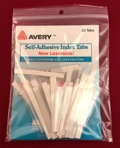 Pestañas de índice Avery autoadhesivas de 2" 25/paquete impresión láser/máquina de escribir - TÚ eliges la cantidad - Imagen 1 de 8