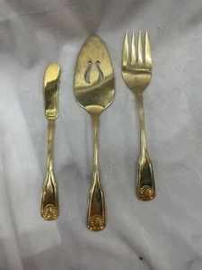 Barclay Geneve St. Moritz 24K Gold electroplate Set of 3 Hostess Serving Pieces - Picture 1 of 12