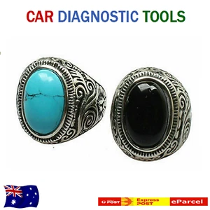 316L Stainless Steel Fashion Men's Stone Finger Rings Male Titanium Jewelry AT. - Picture 1 of 18
