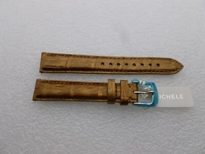 Genuine Michele 16mm Brown Gold Alligator Watch Band Strap New - Picture 1 of 4