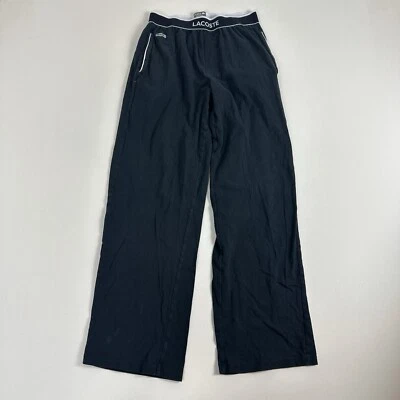 Lacoste Sleepwear Two-Tone Waistband Pajama Pants Black White Pockets Sweatpants - Image 1 of 4
