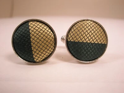 Gemelos lisos vintage de tela con patrones de damasco verde y amarillo Foto 1 de 4