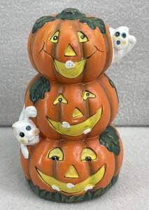 VTG Halloween Ceramic Decor Stack of Pumpkins Jack-O’-Lanterns & Ghosts Retro - Picture 1 of 11