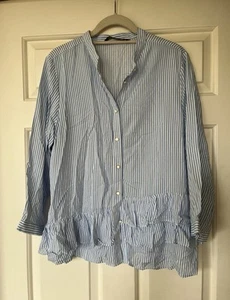 Zara Women’s Stripe Blouse With Frill Detail Size Small New - Picture 1 of 4