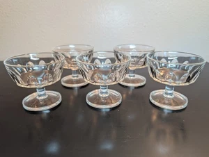 Arcoroc Britannia Thumbprint Clear Dessert Sherbet Clear Glass Dishes Set of 5 - Picture 1 of 20