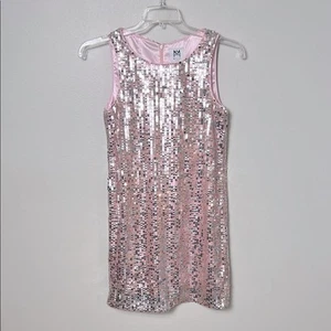 NEW Milly Minis pink silver sequin Angular Shift Dress - Picture 1 of 11